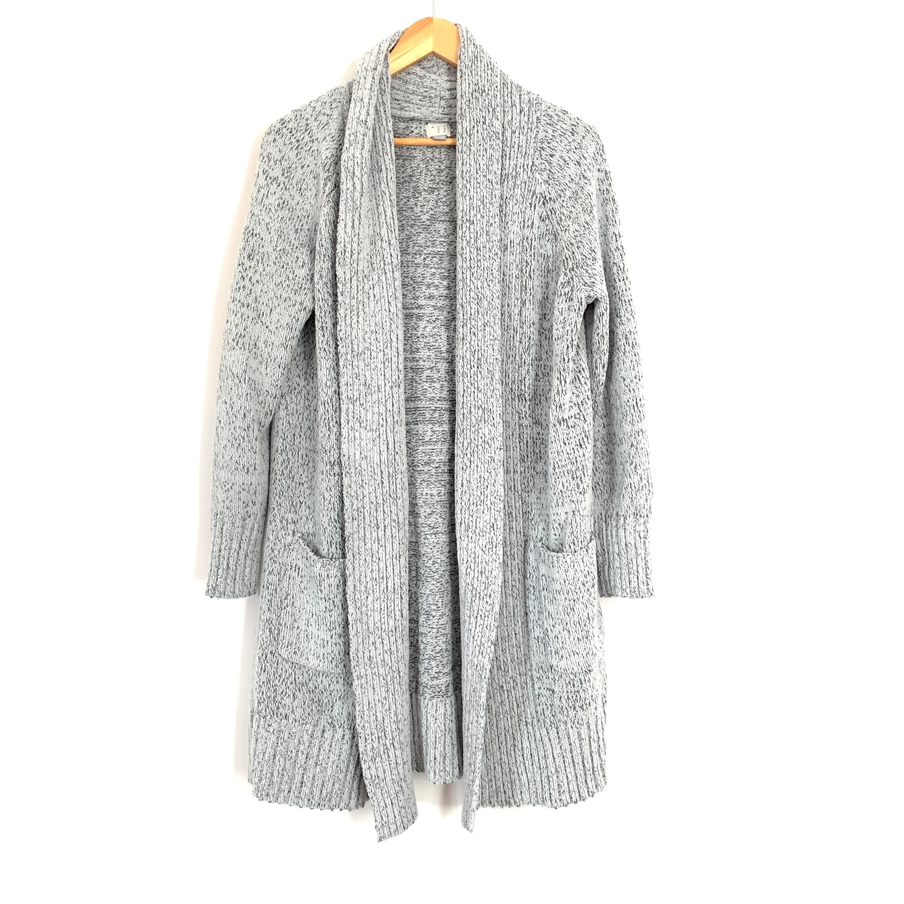 A New Day Light Grey Chenille-Like Pocket Cardigan- Size S