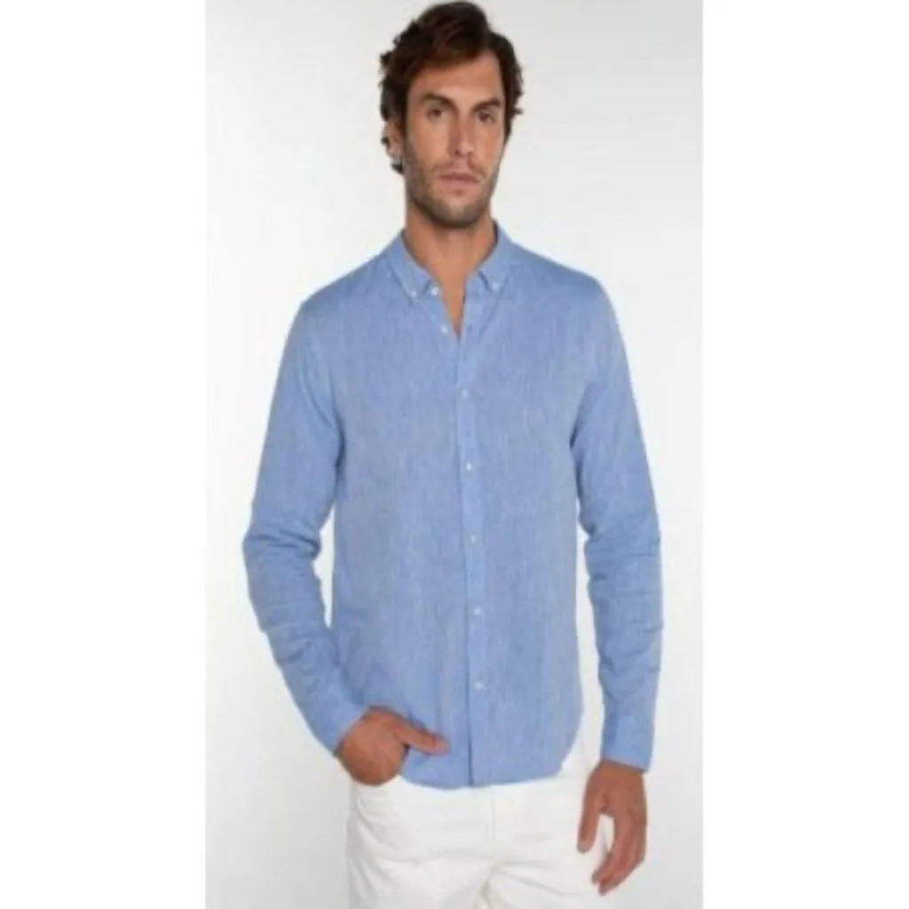 Aiden Convertible Sleeve Button-Up - Blue