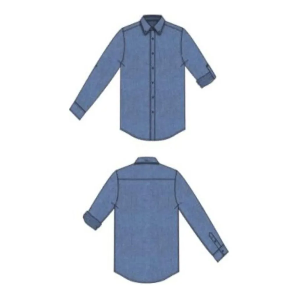 Aiden Convertible Sleeve Button-Up - Blue