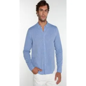 Aiden Convertible Sleeve Button-Up - Blue