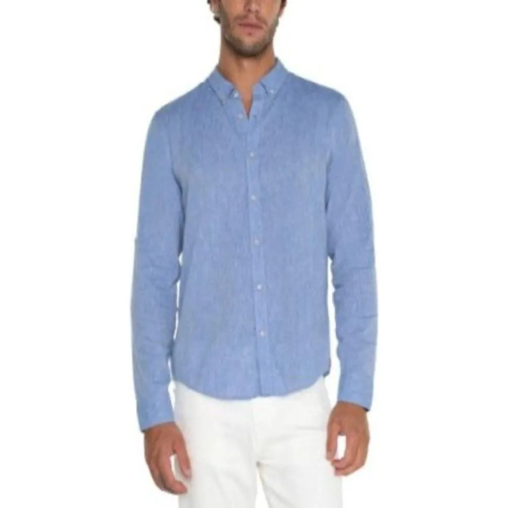 Aiden Convertible Sleeve Button-Up - Blue