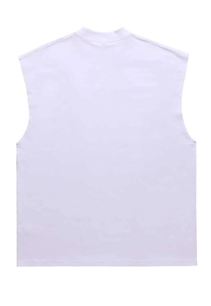Alien print tank top surfer vest retro UFO sleeveless tshirt