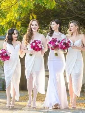 Alluring Chiffon Spaghetti Straps Neckline hi-lo Sheath Bridesmaid Dresses BD088