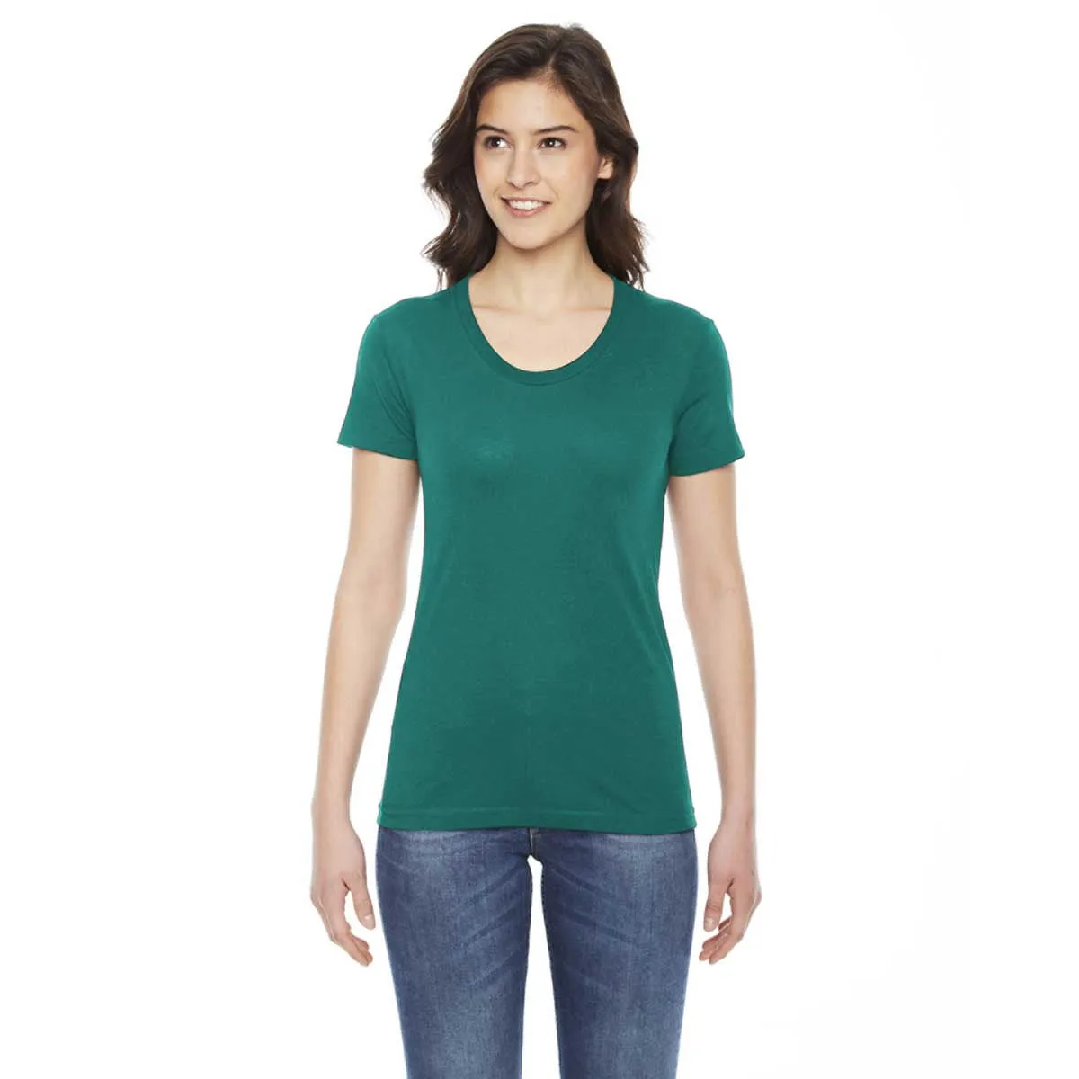 American Apparel Women's Evergreen Poly-Cotton Short-Sleeve Crewneck
