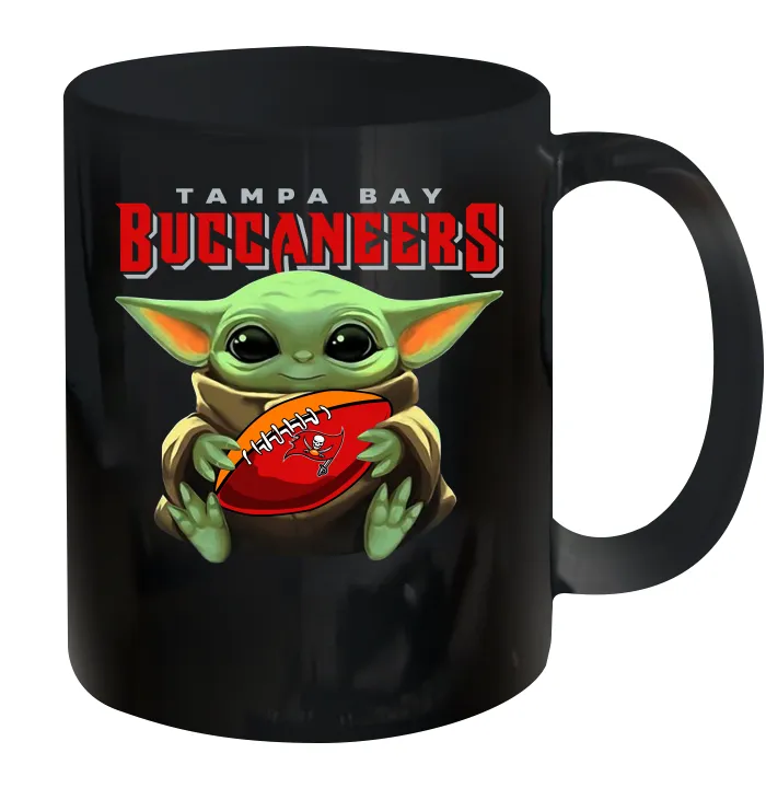 Baby Yoda Loves The Tampa Bay Buccaneers Star Wars Baby Yoda Hugs Buccaneers NFL Ceramic Mug 11oz