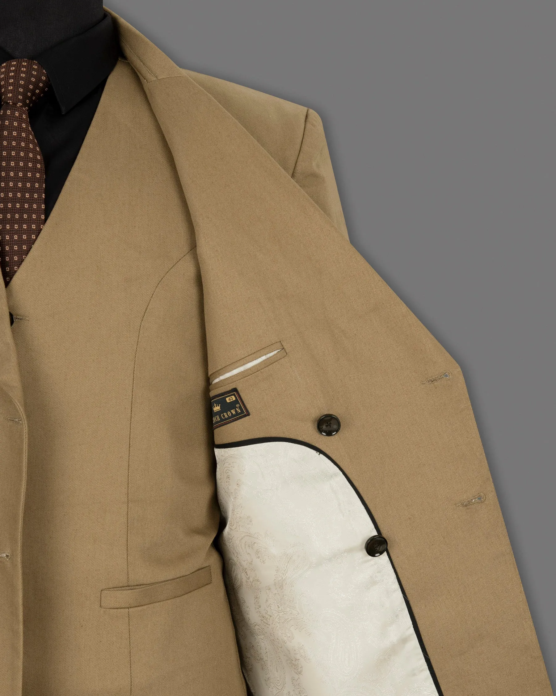 Barley Corn Brown Double Breasted Premium Cotton Suit