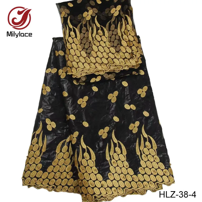 beaded bazin cotton fabric fashionable tulle lace style nigerian
