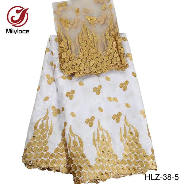 beaded bazin cotton fabric fashionable tulle lace style nigerian