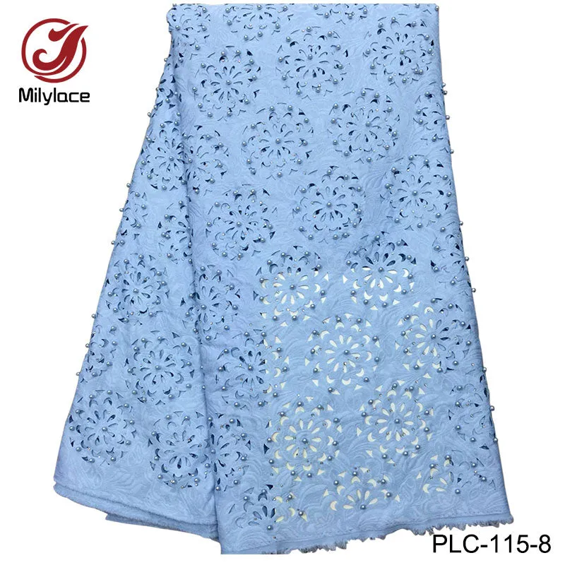 beaded bazin cotton fabric fashionable tulle lace style nigerian