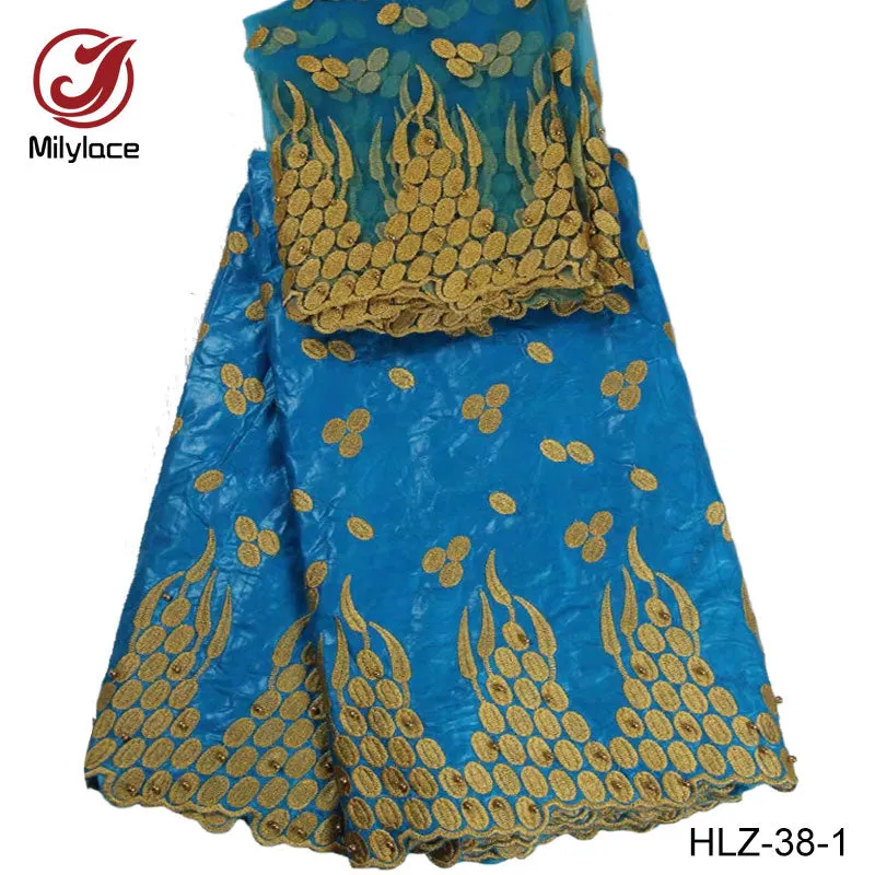 beaded bazin cotton fabric fashionable tulle lace style nigerian