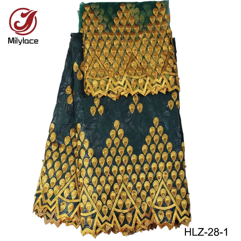 beaded bazin cotton fabric fashionable tulle lace style nigerian