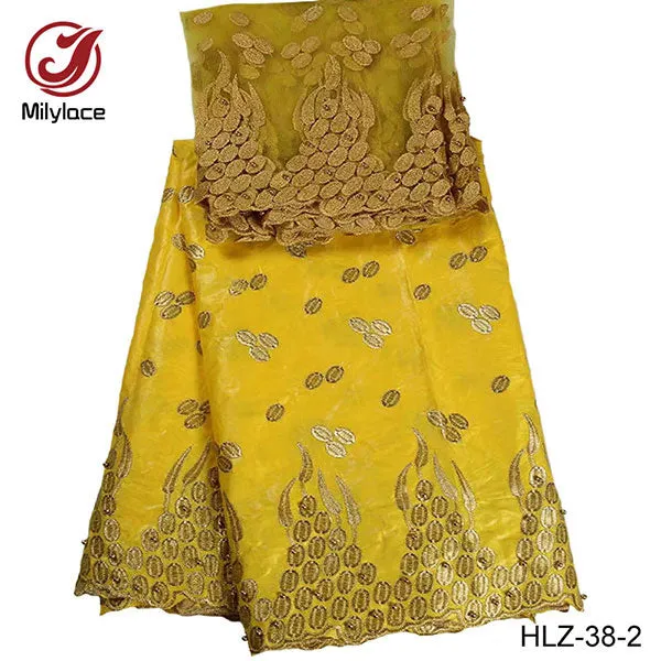 beaded bazin cotton fabric fashionable tulle lace style nigerian