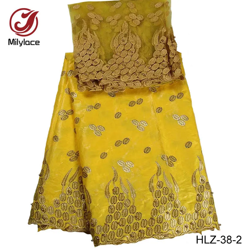 beaded bazin cotton fabric fashionable tulle lace style nigerian