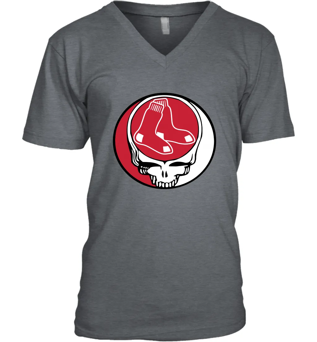 Boston Red Sox Grateful Dead Steal Your Face Baseball Mens V-Neck T-Shirt