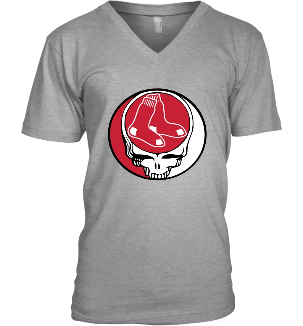 Boston Red Sox Grateful Dead Steal Your Face Baseball Mens V-Neck T-Shirt