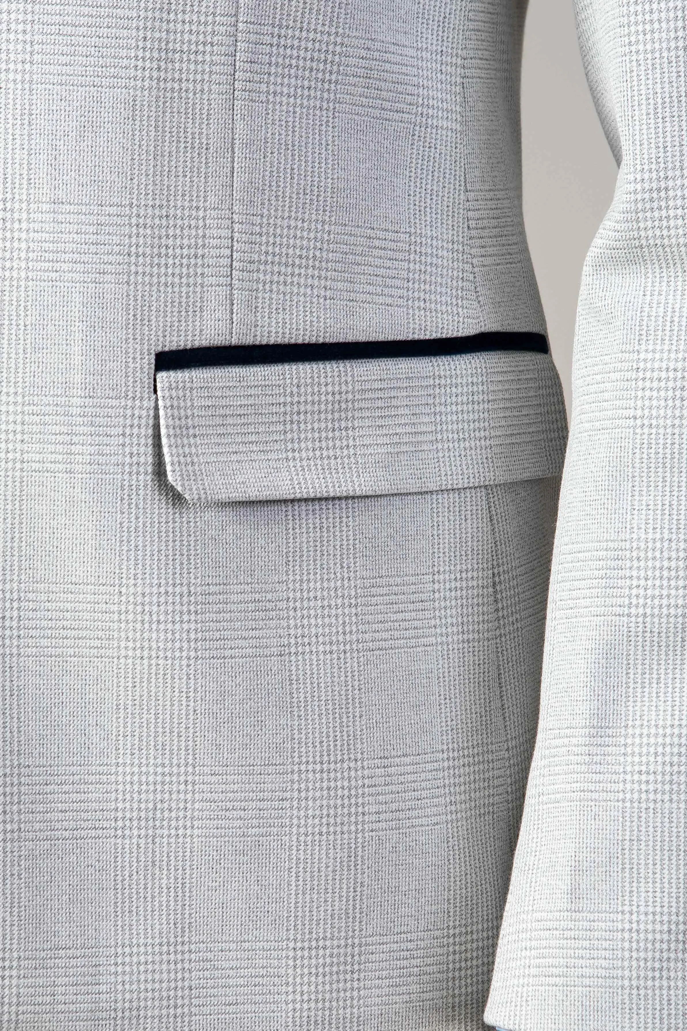 BROMLEY - Stone Check Suit with Kelvin Pink Waistcoat