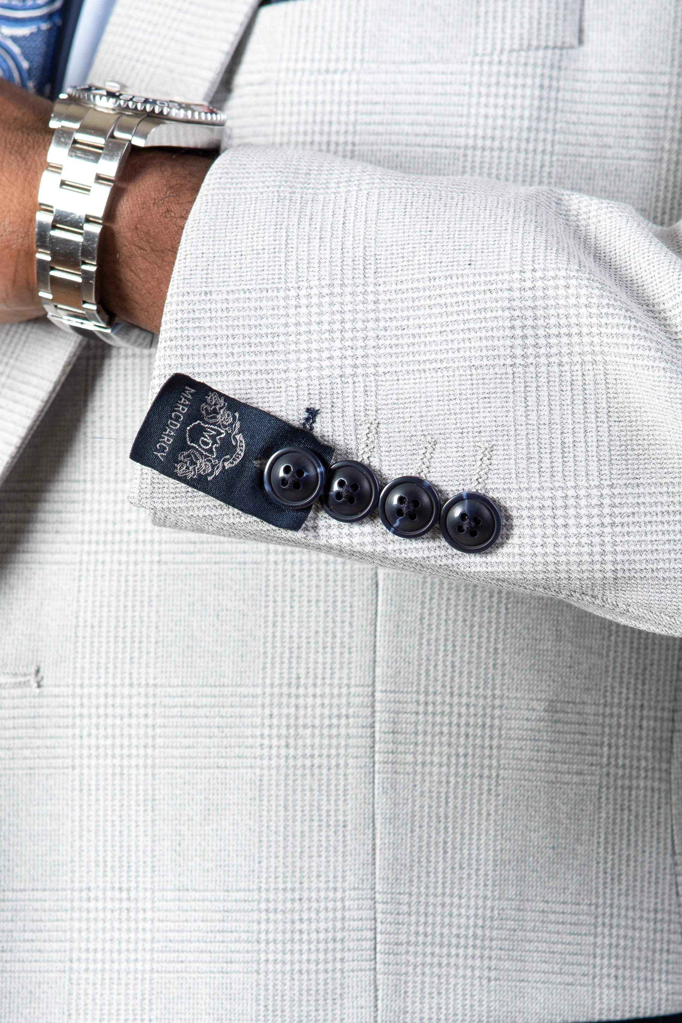 BROMLEY - Stone Check Suit with Kelvin Pink Waistcoat