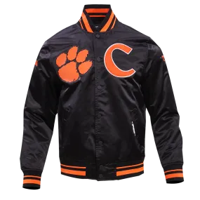 CLEMSON UNIVERSITY CLASSIC RIB SATIN JACKET (BLACK/ORANGE)