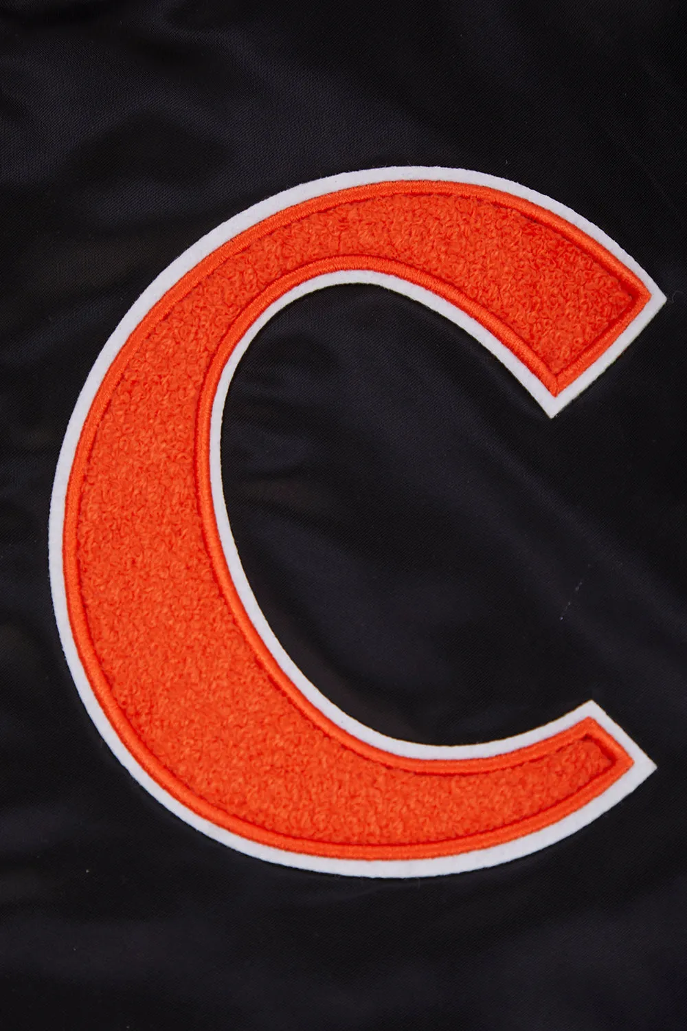 CLEMSON UNIVERSITY CLASSIC RIB SATIN JACKET (BLACK/ORANGE)
