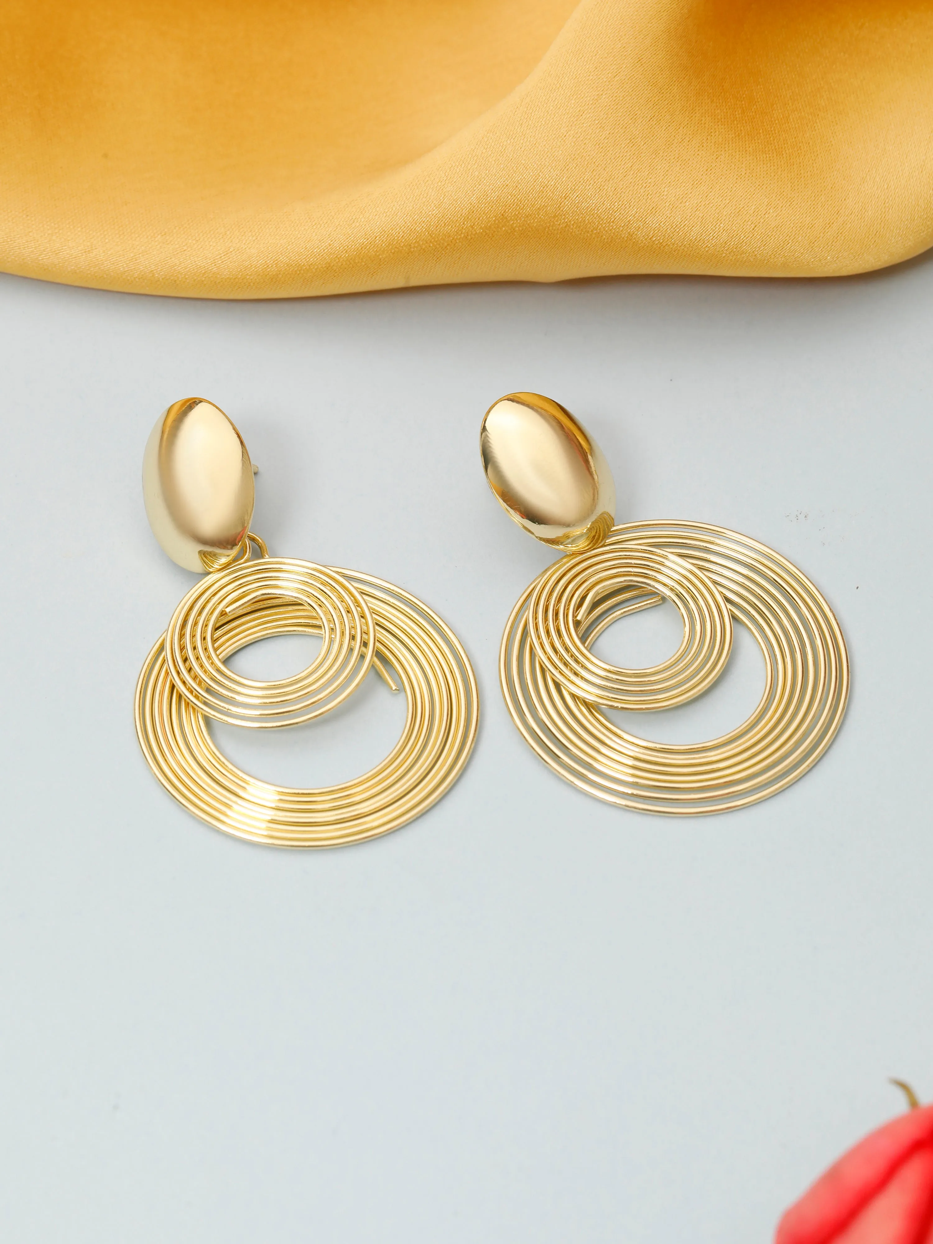 Concentric Circle Gold Earrings