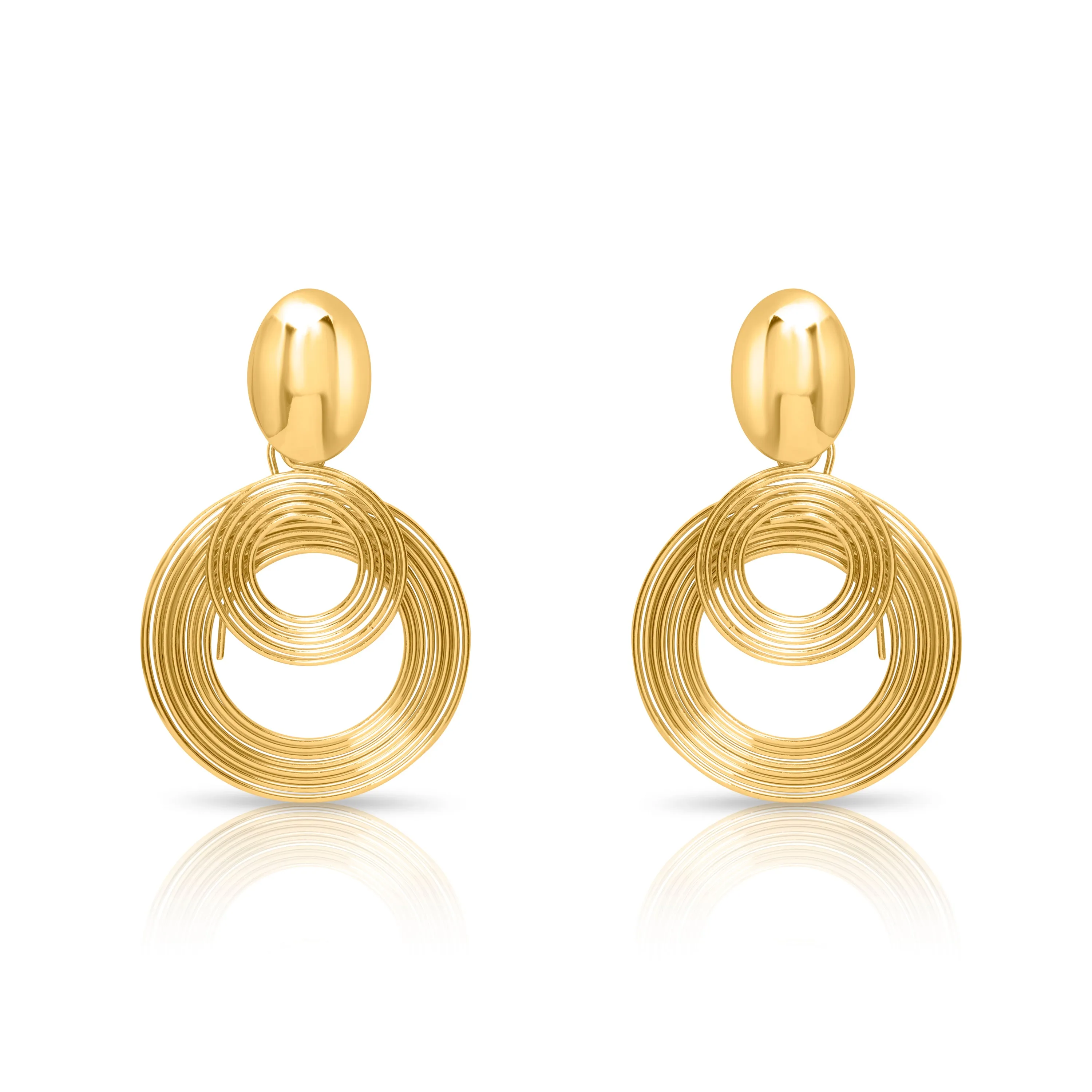 Concentric Circle Gold Earrings