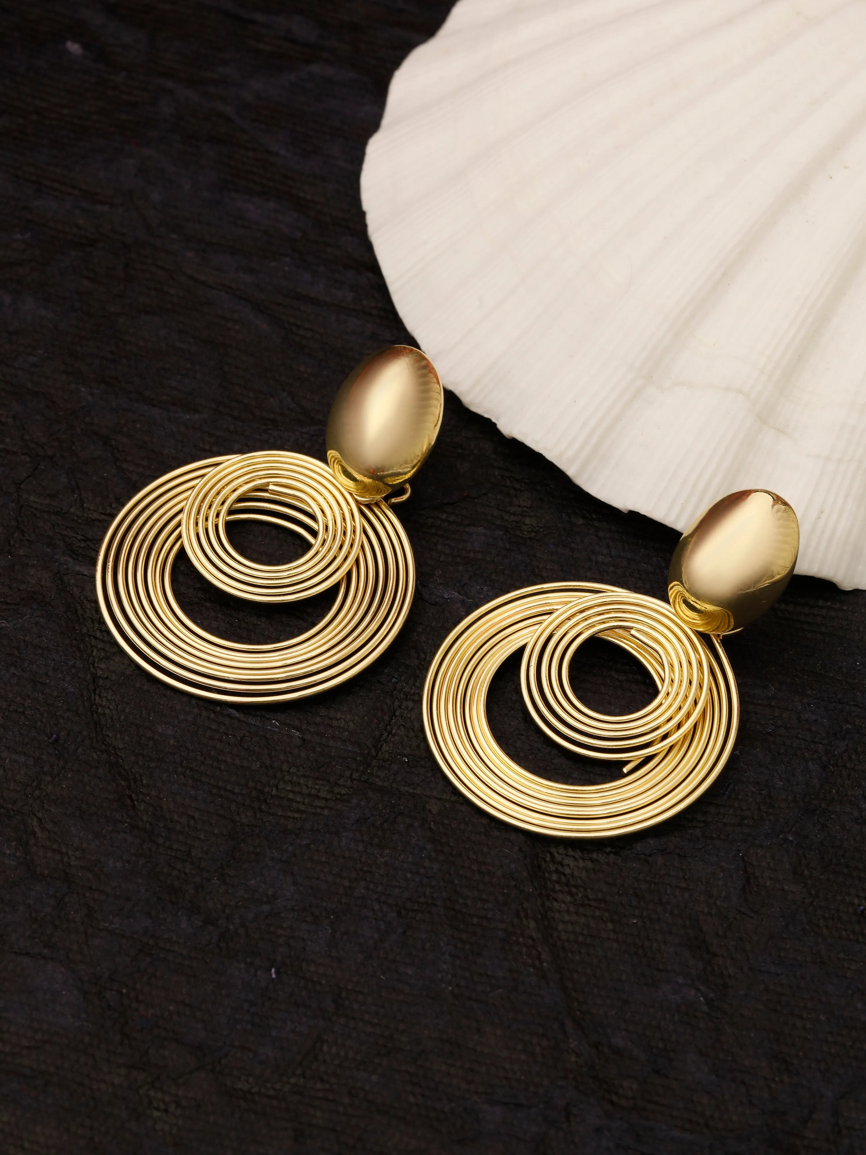 Concentric Circle Gold Earrings