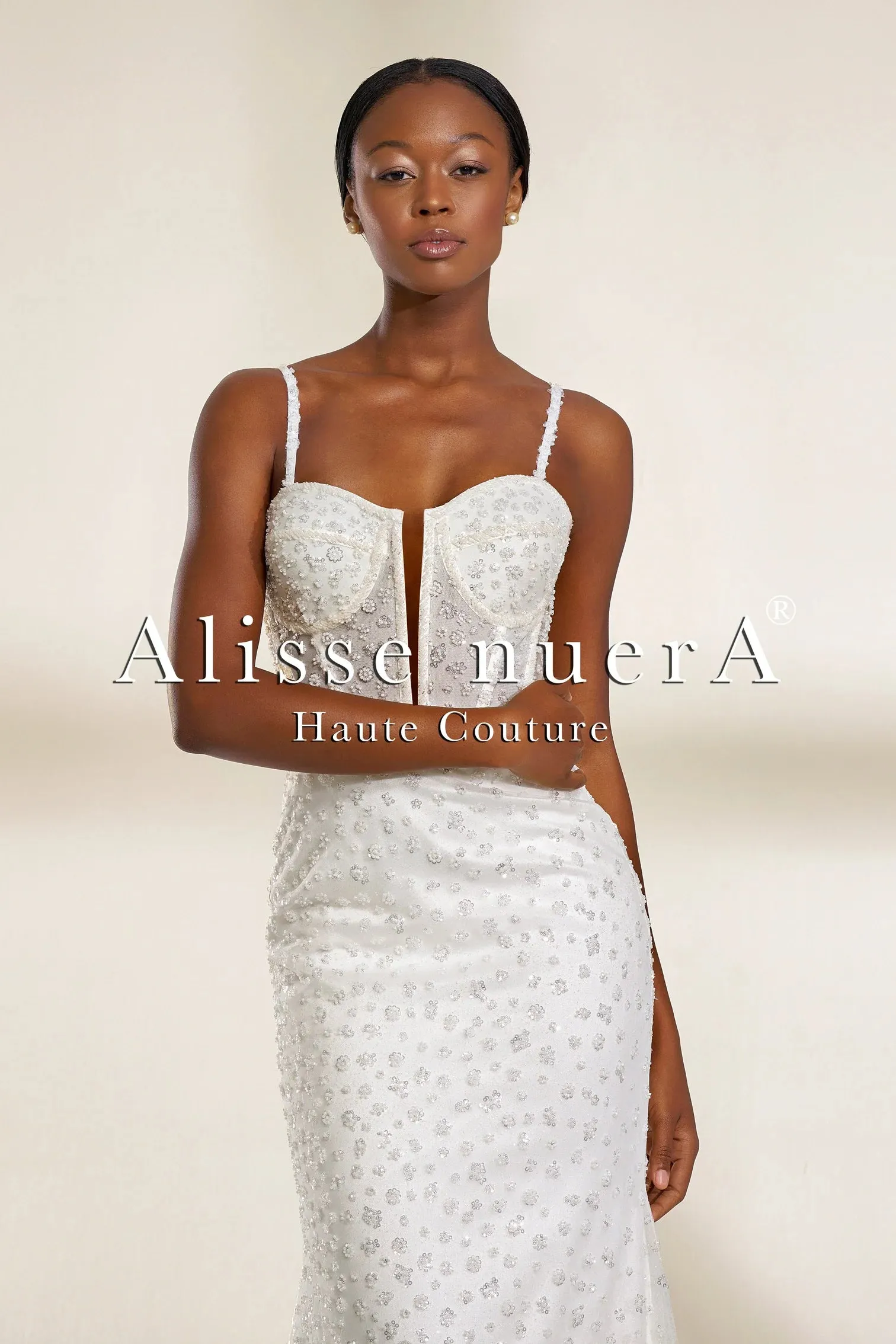 Convertible Polka Dot Lace Mermaid and A Line Wedding Dress with Sheer Overskirt