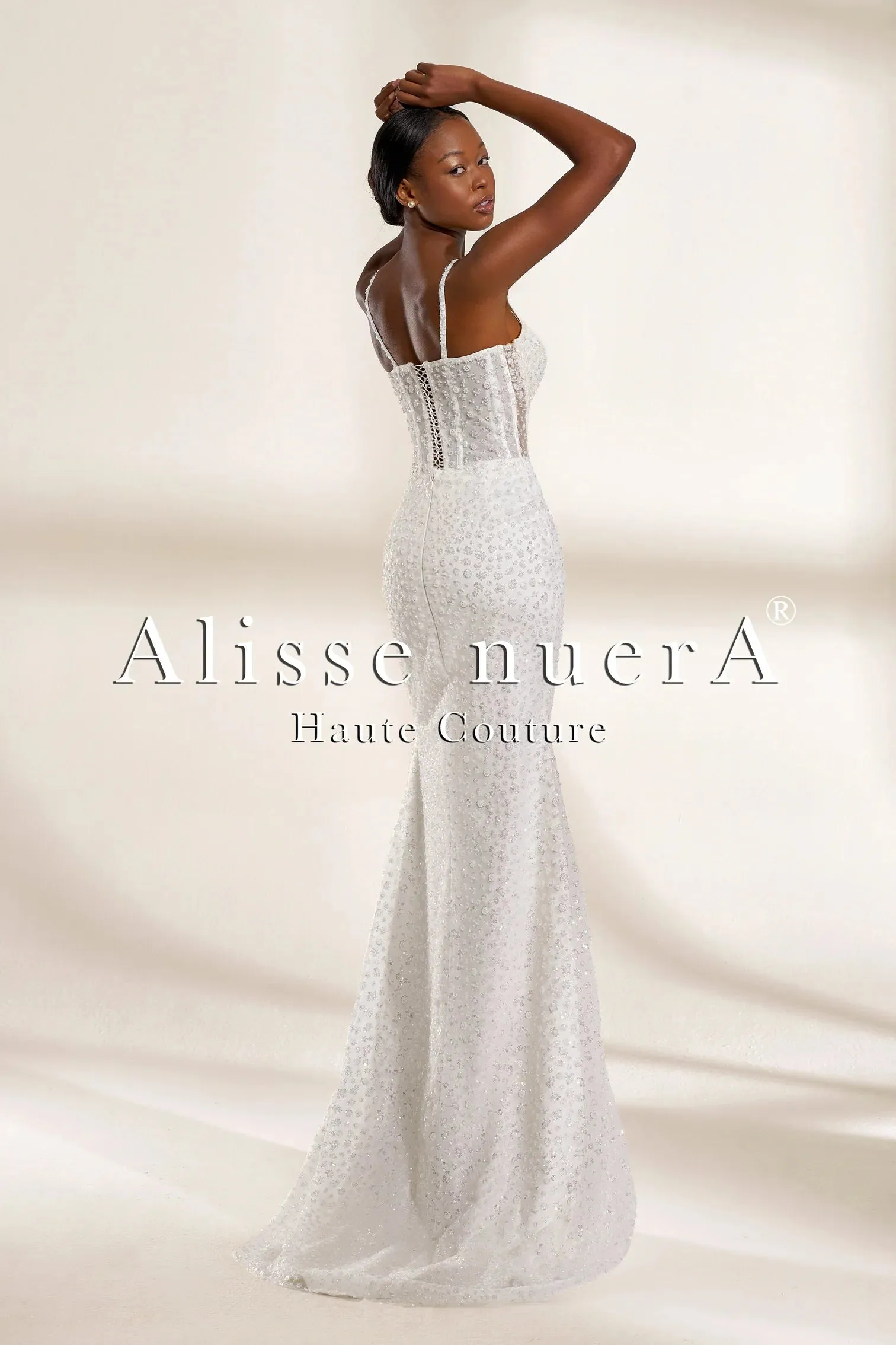Convertible Polka Dot Lace Mermaid and A Line Wedding Dress with Sheer Overskirt
