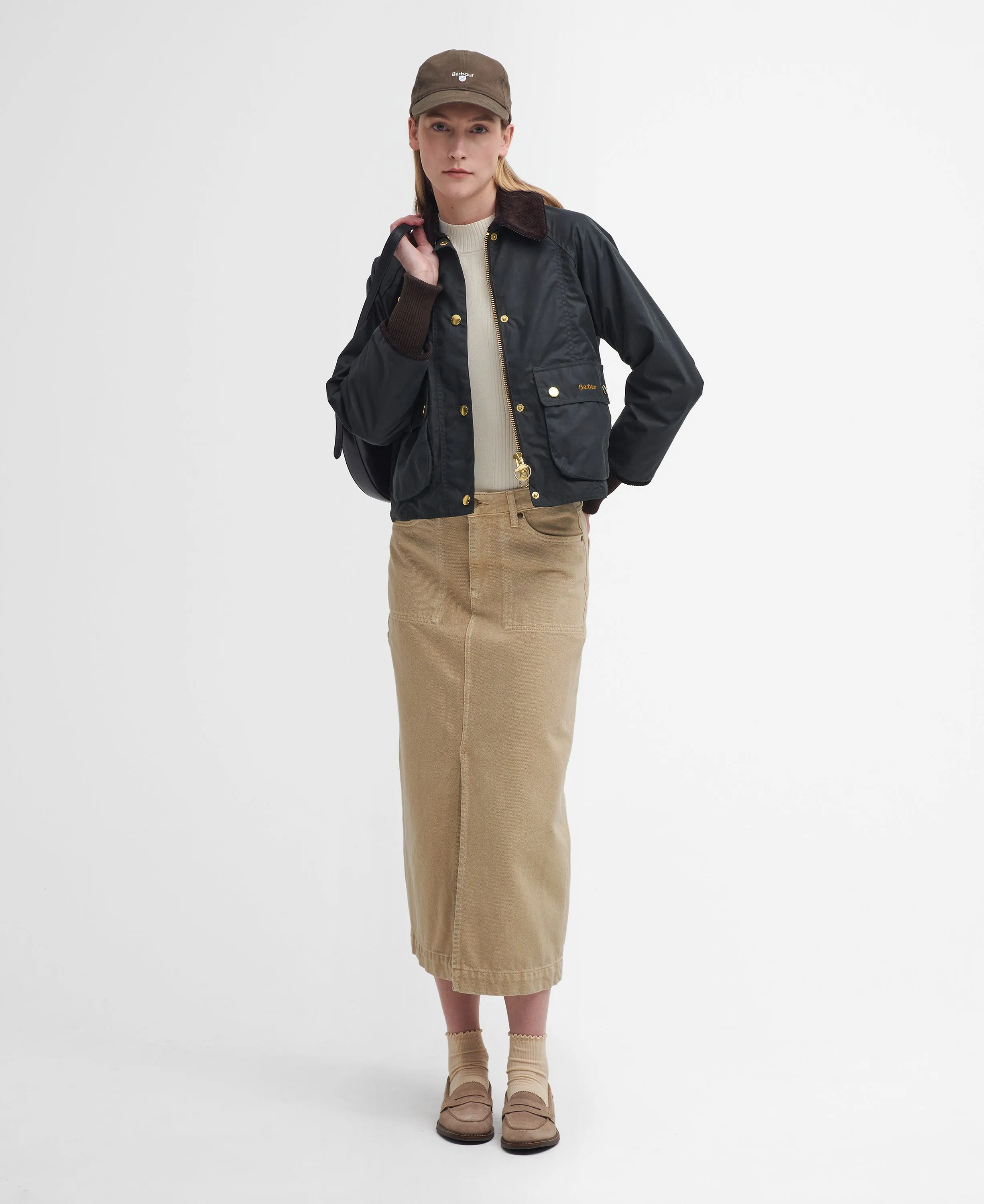 Sage Cropped Beadnell Waxed Jacket