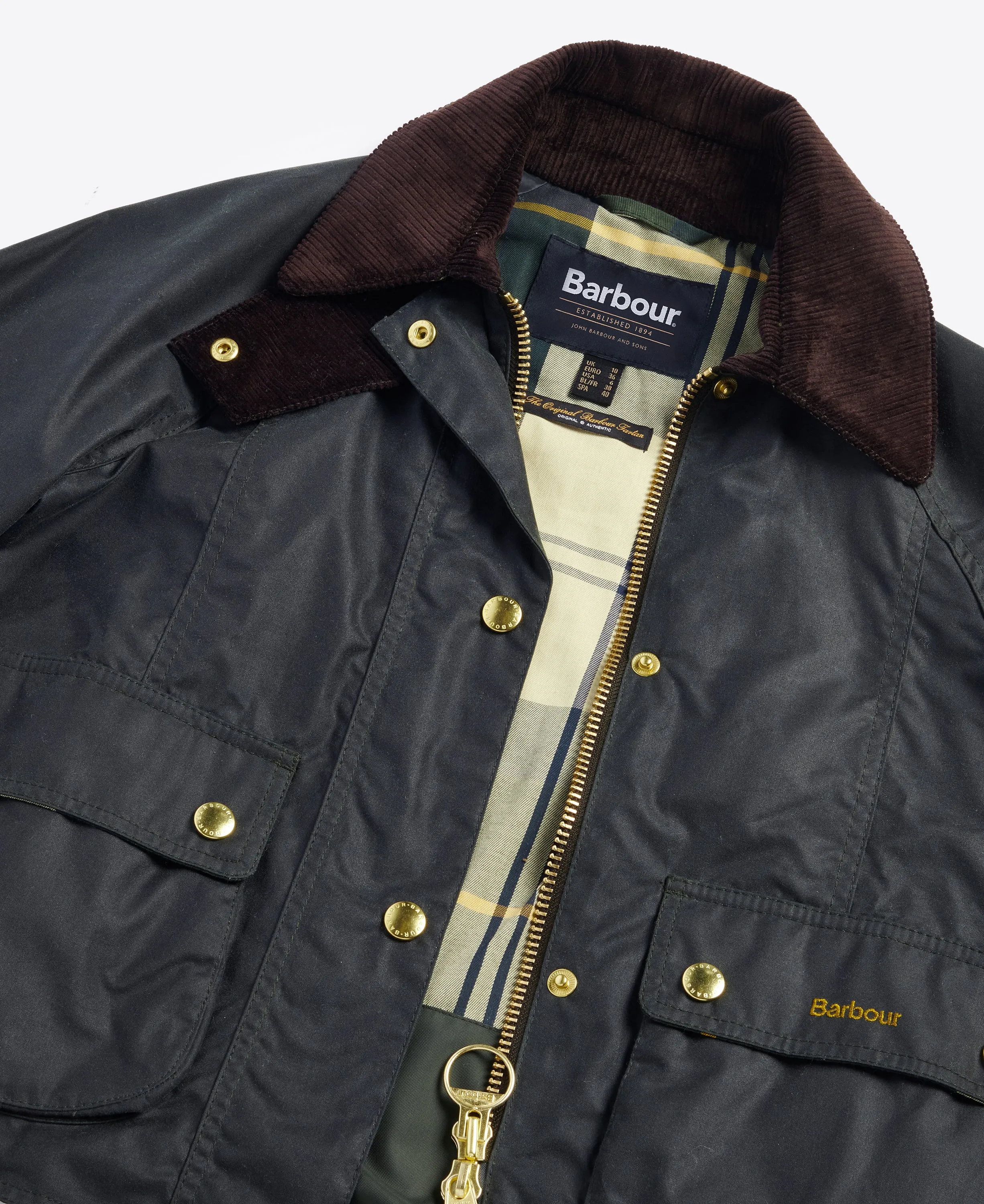 Sage Cropped Beadnell Waxed Jacket