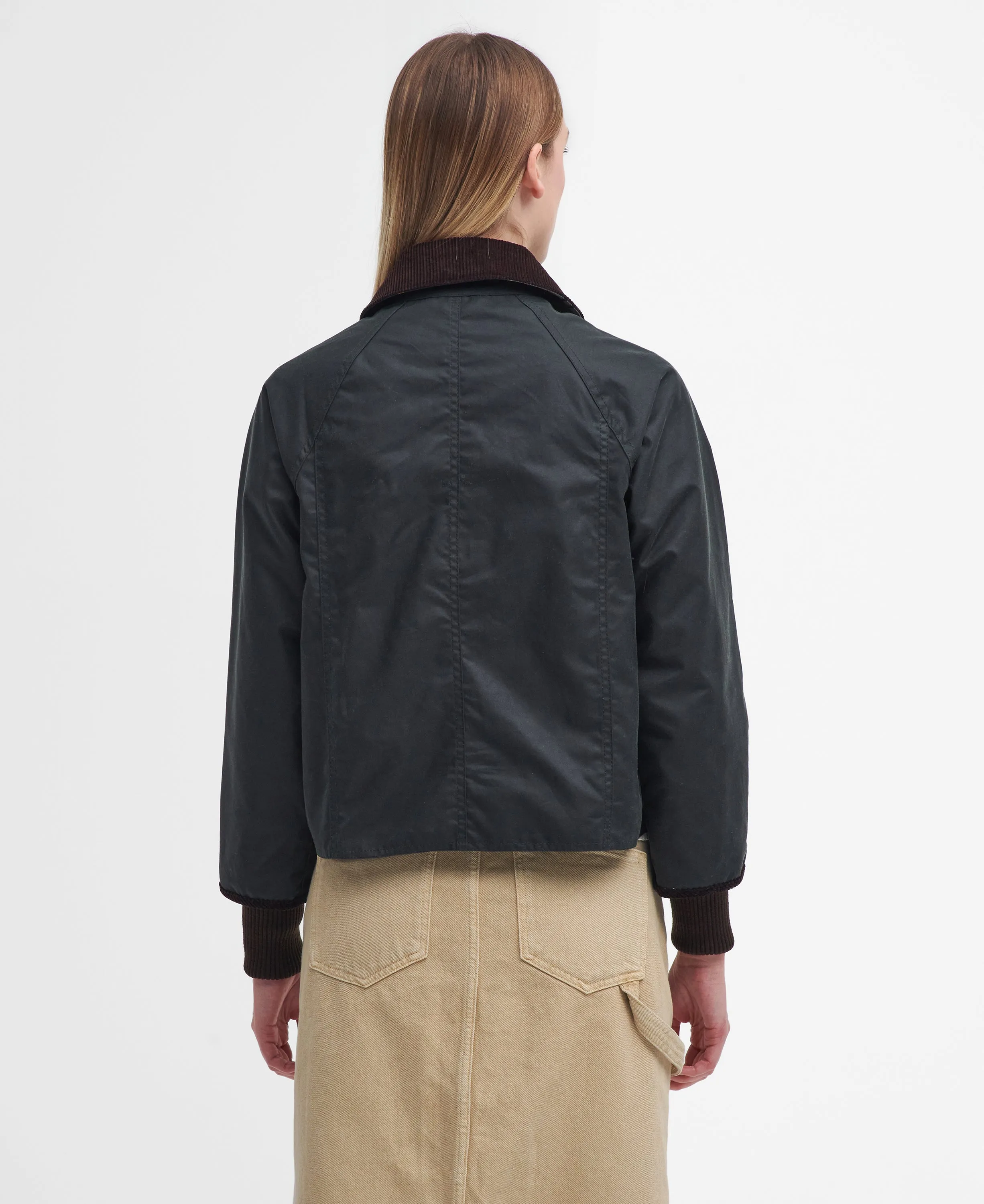 Sage Cropped Beadnell Waxed Jacket