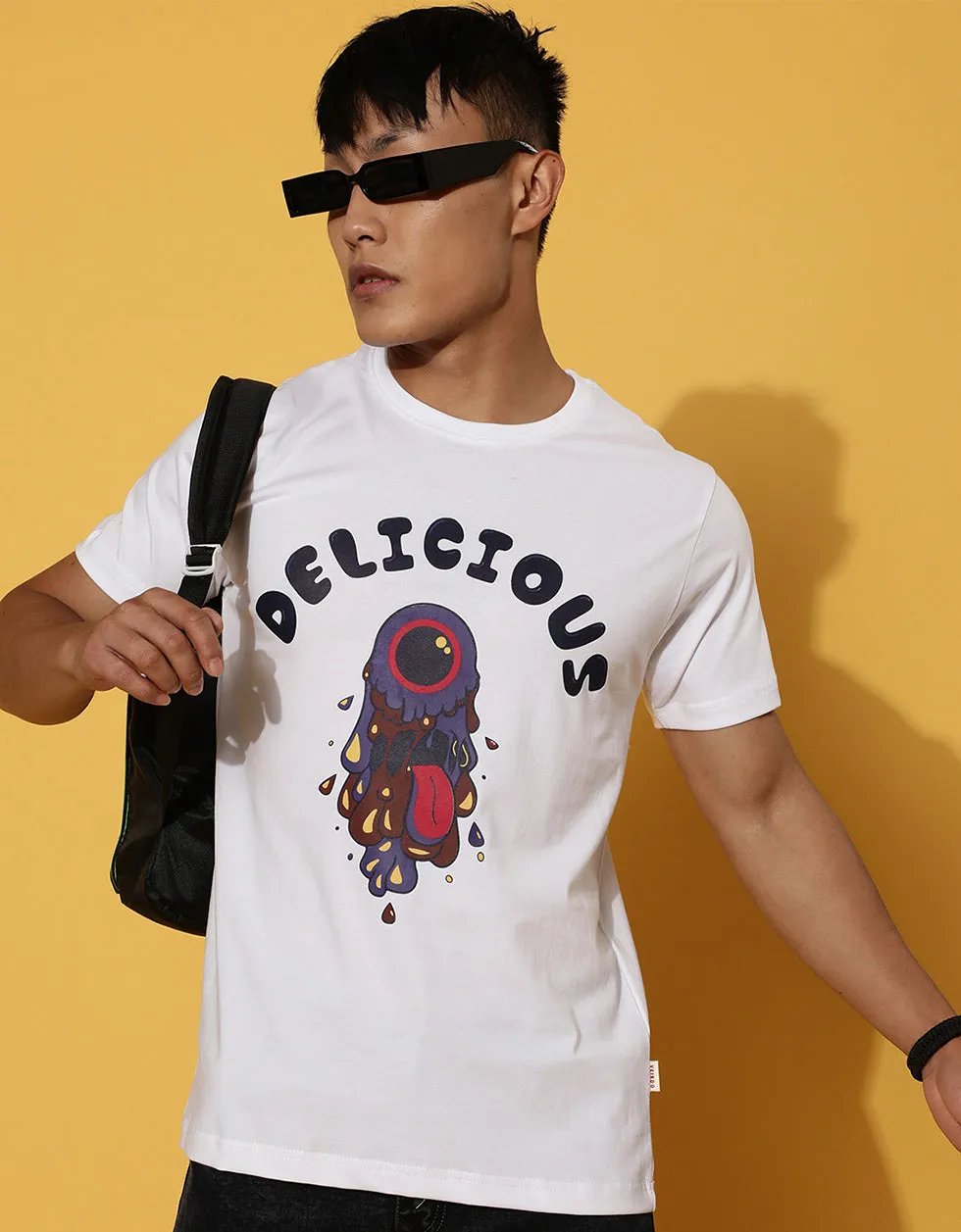 Delicious White Chest Graphic Regular Printed Tshirt
