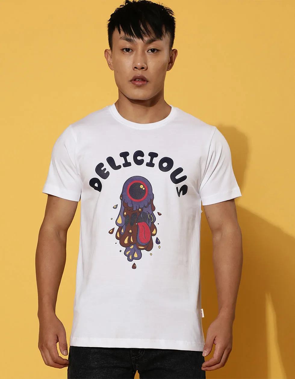 Delicious White Chest Graphic Regular Printed Tshirt