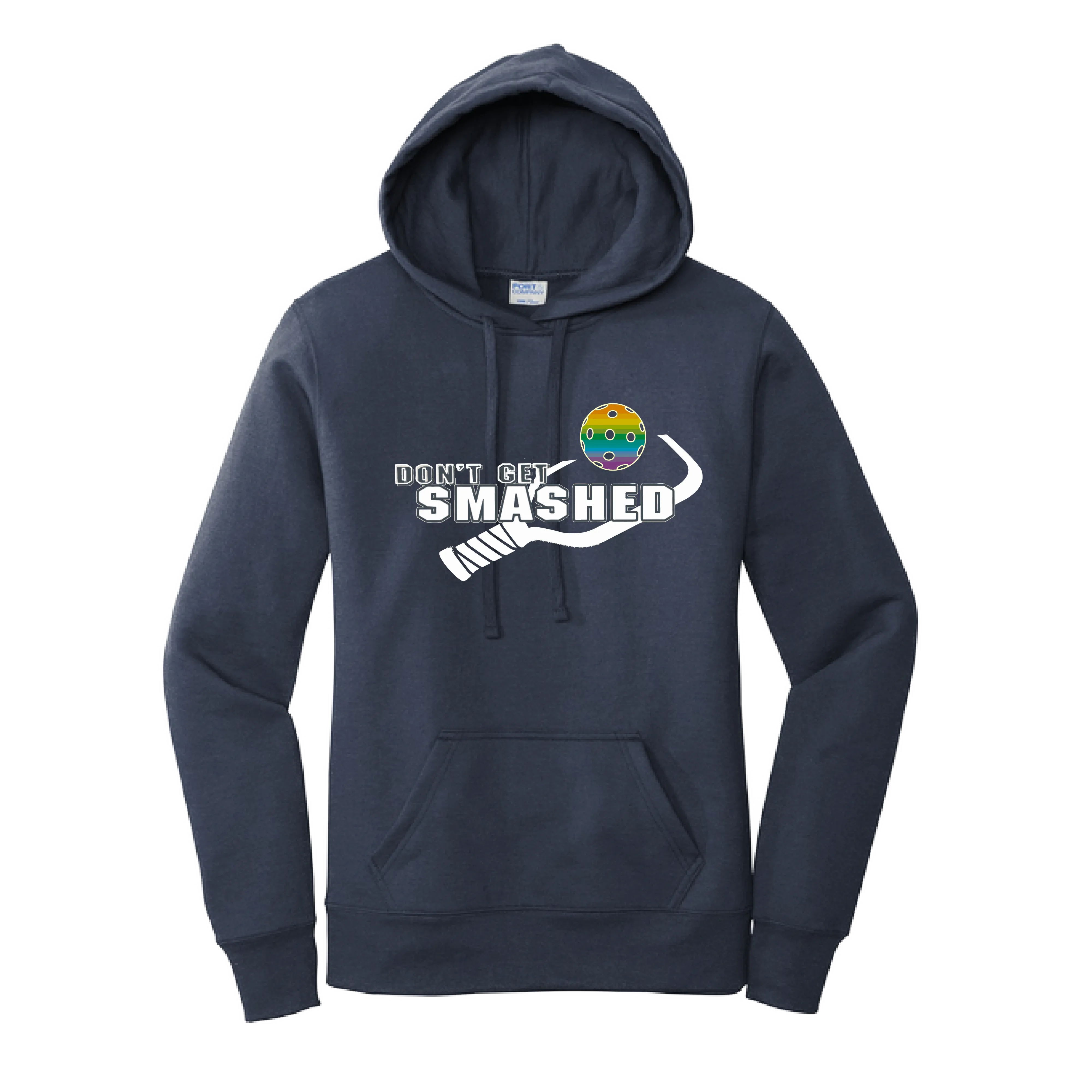 Don't Get Smashed Customizable (Pickleballs Pink Rainbow Red) | Women’s Fitted Hoodie Pickleball Sweatshirt | 50% Cotton 50% Poly Fleece