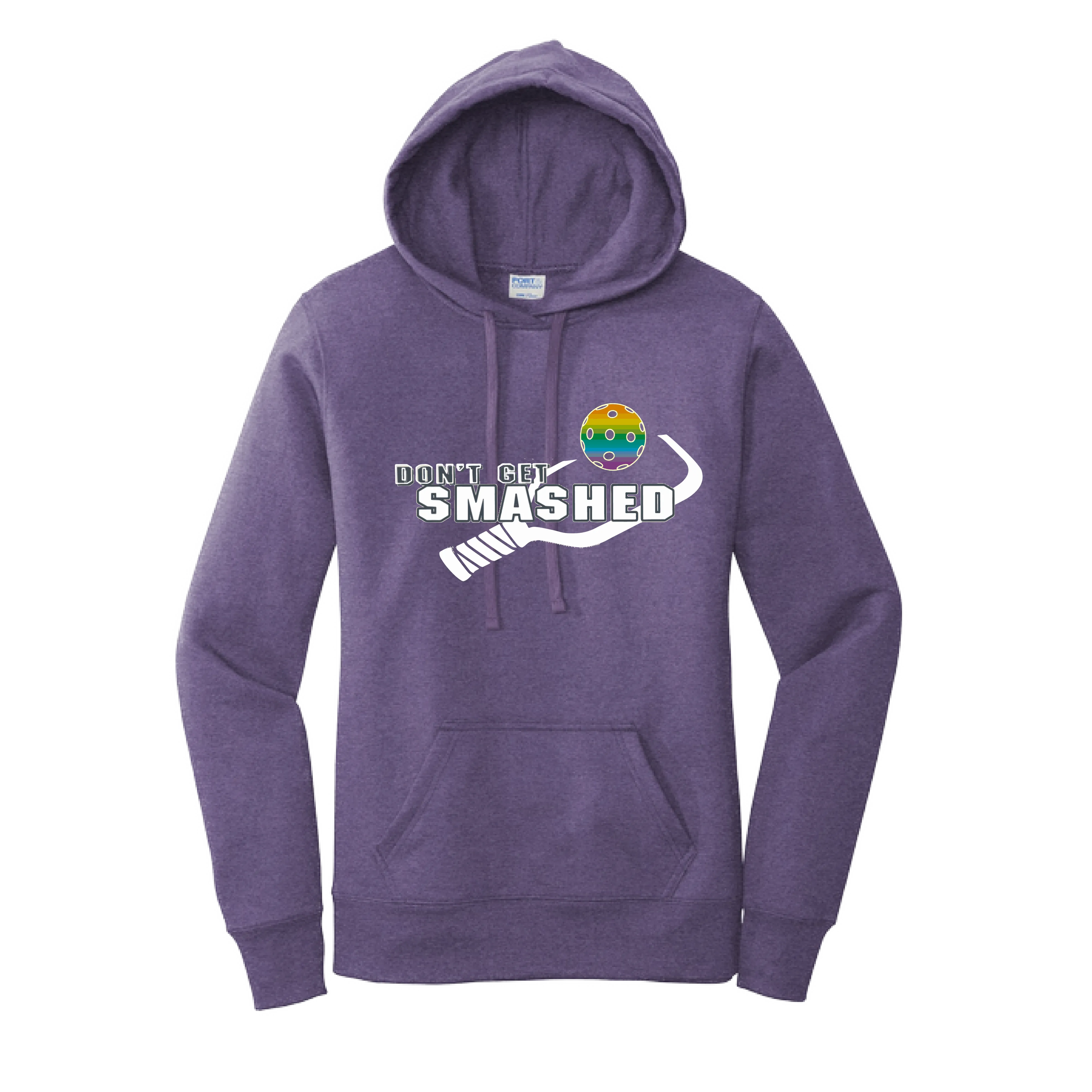 Don't Get Smashed Customizable (Pickleballs Pink Rainbow Red) | Women’s Fitted Hoodie Pickleball Sweatshirt | 50% Cotton 50% Poly Fleece