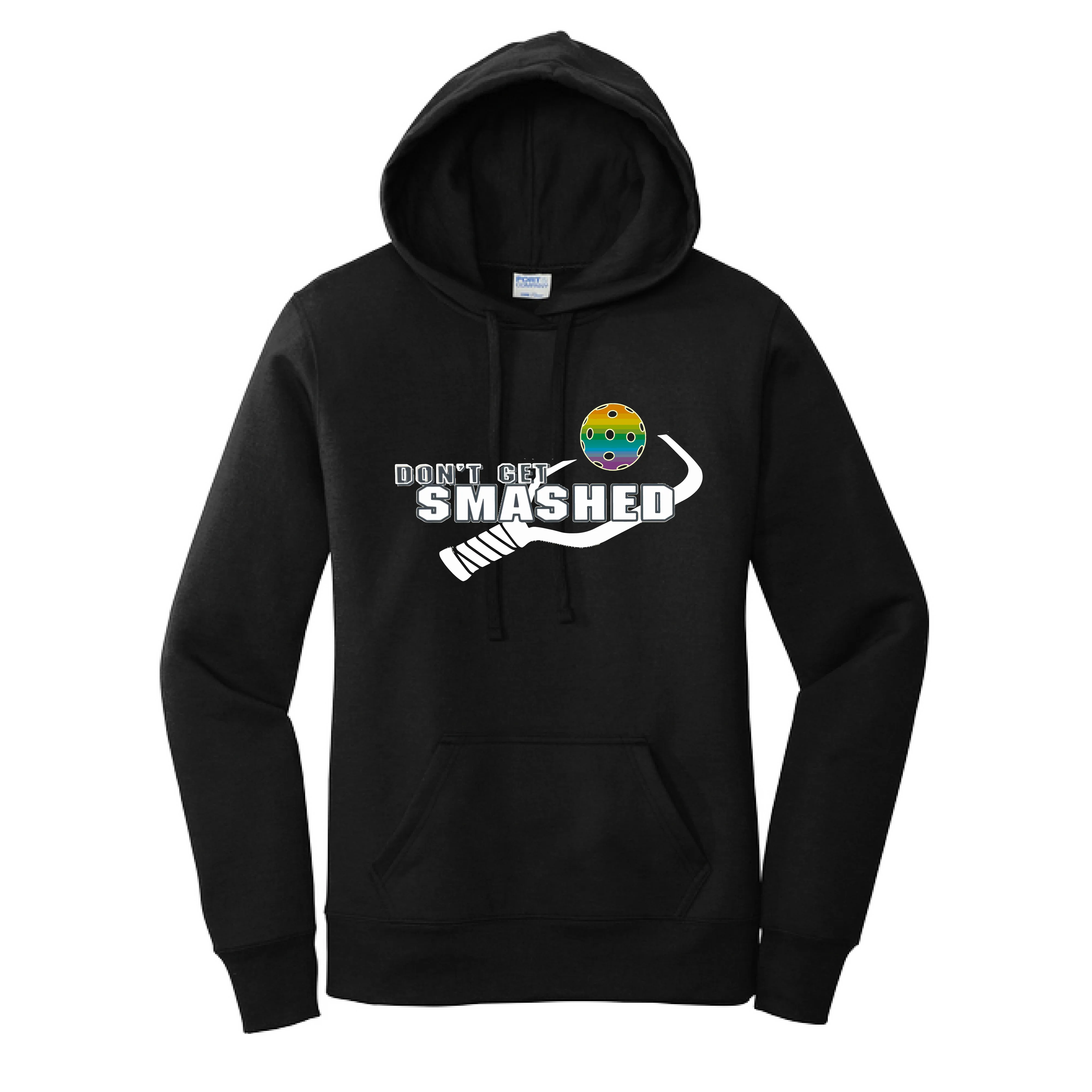 Don't Get Smashed Customizable (Pickleballs Pink Rainbow Red) | Women’s Fitted Hoodie Pickleball Sweatshirt | 50% Cotton 50% Poly Fleece