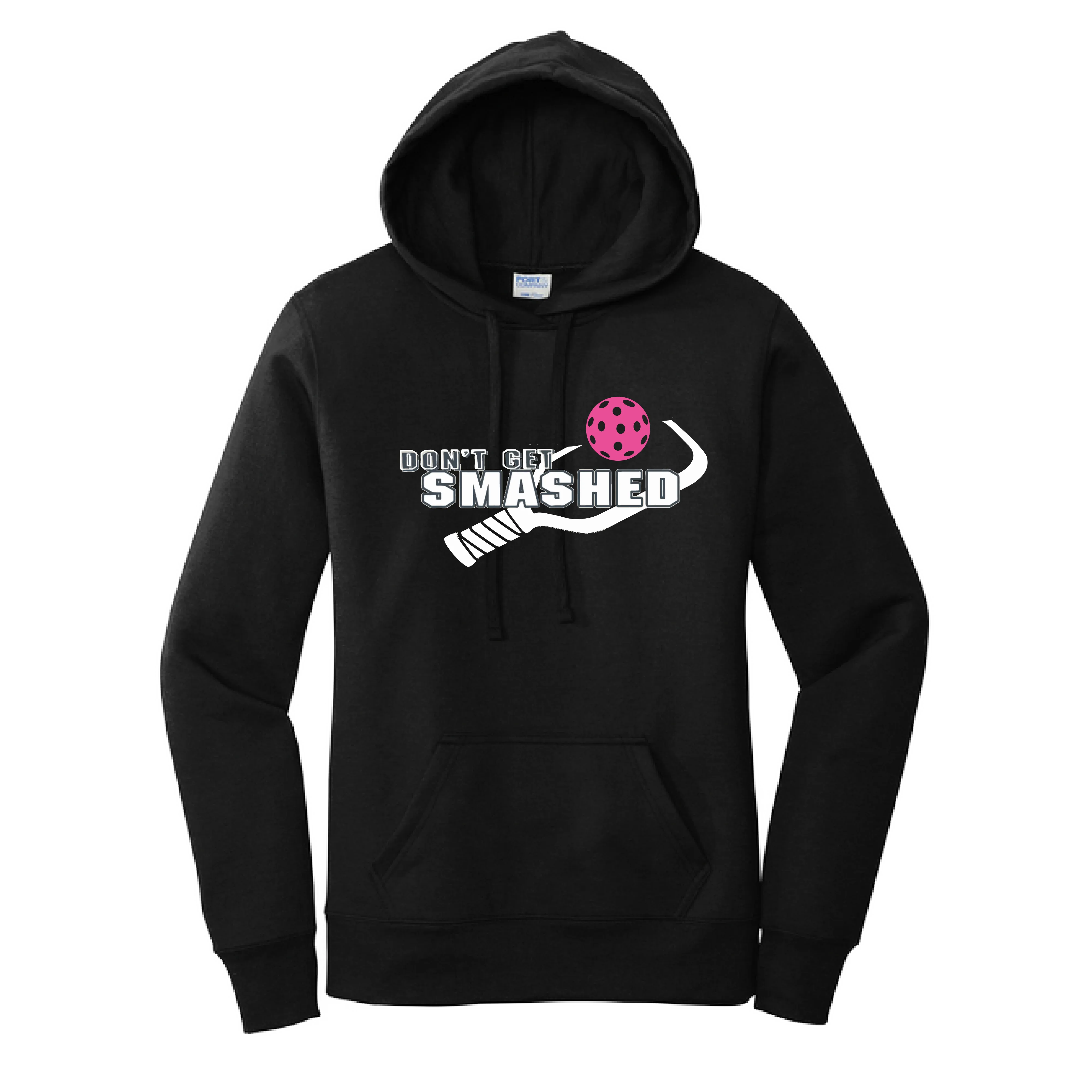 Don't Get Smashed Customizable (Pickleballs Pink Rainbow Red) | Women’s Fitted Hoodie Pickleball Sweatshirt | 50% Cotton 50% Poly Fleece