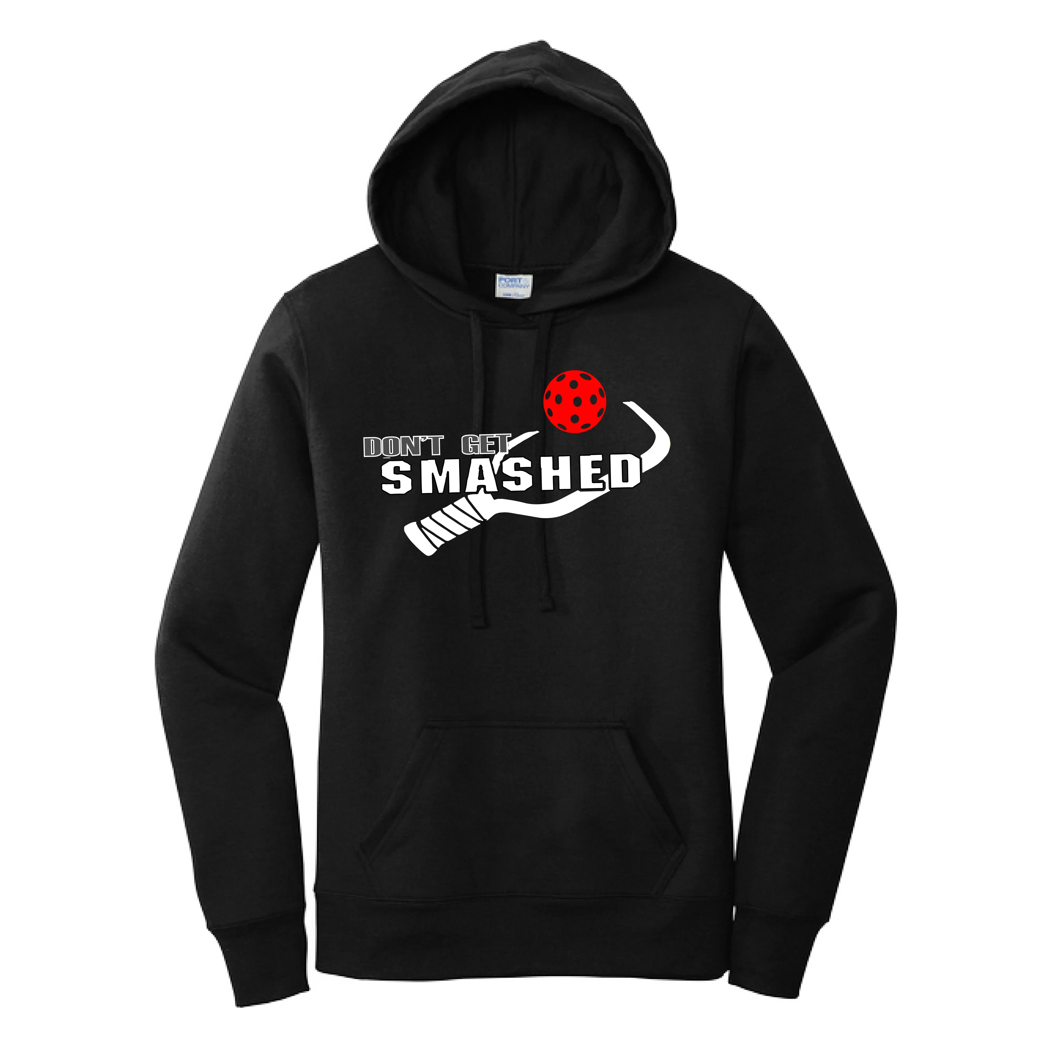 Don't Get Smashed Customizable (Pickleballs Pink Rainbow Red) | Women’s Fitted Hoodie Pickleball Sweatshirt | 50% Cotton 50% Poly Fleece