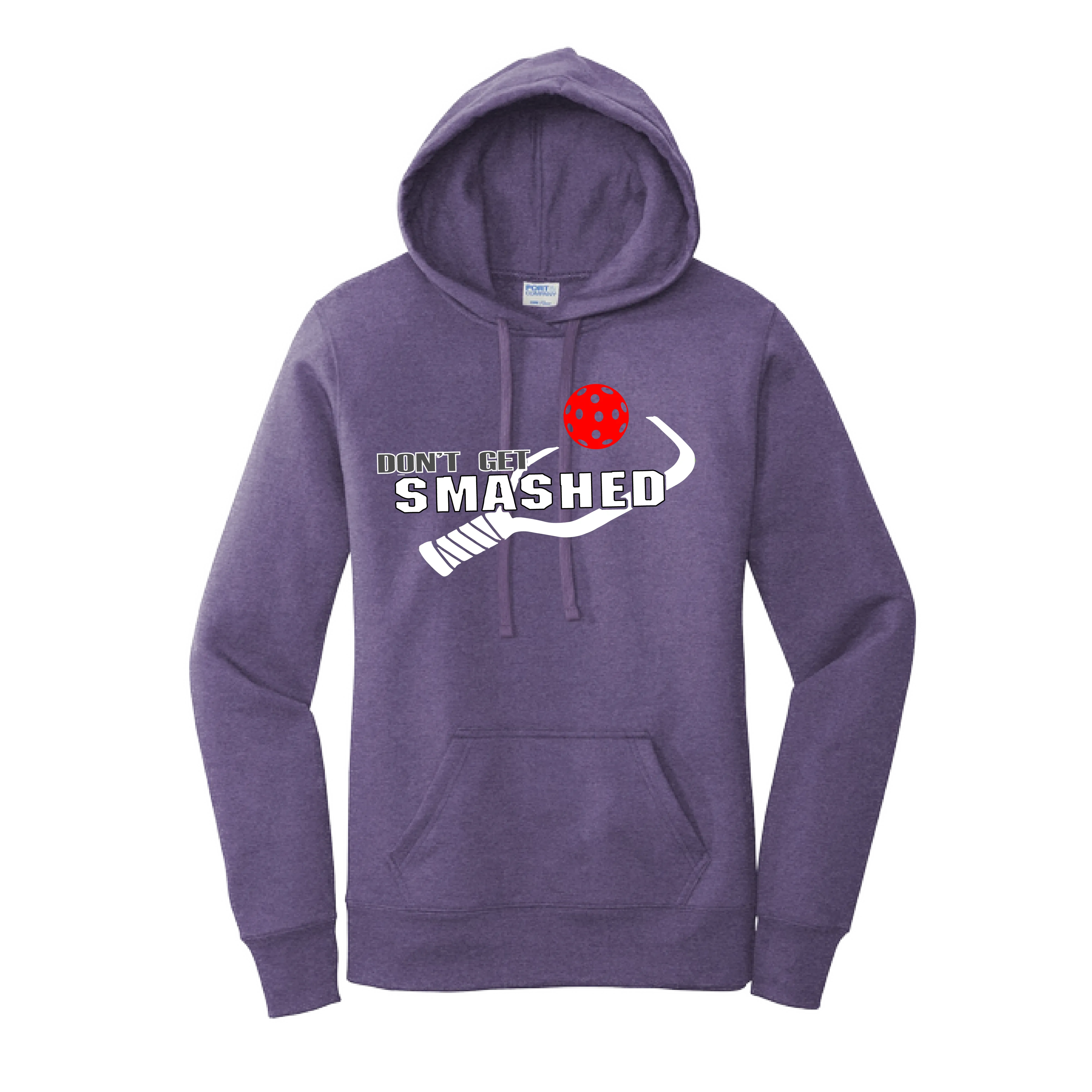Don't Get Smashed Customizable (Pickleballs Pink Rainbow Red) | Women’s Fitted Hoodie Pickleball Sweatshirt | 50% Cotton 50% Poly Fleece