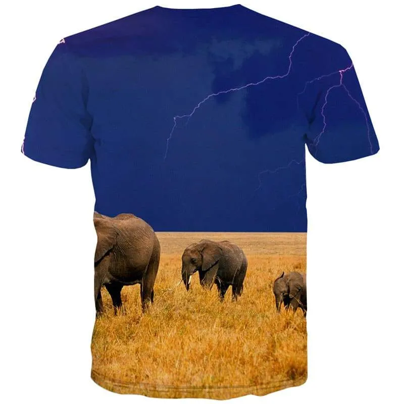 Elephant T-shirt Men Animal Tshirt Anime Lightning Tshirts Novelty Harajuku Tshirt Printed Lovely Tshirts Cool