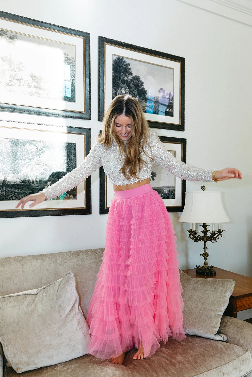 For The Frill Maxi Skirt - Pink