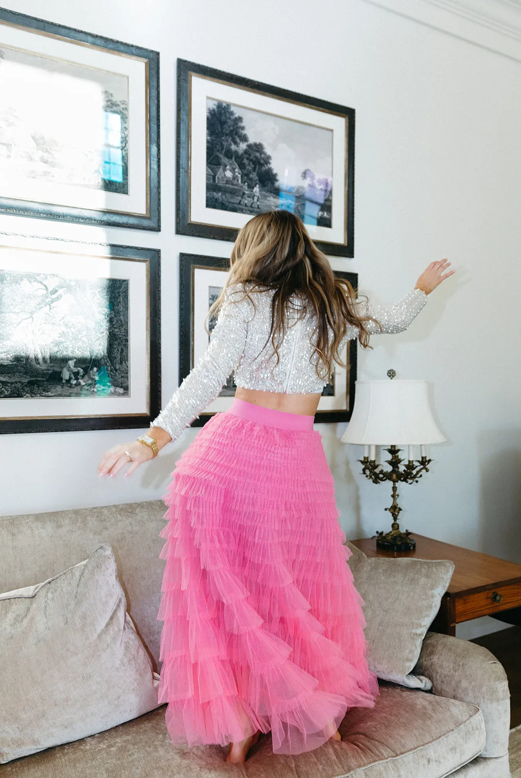 For The Frill Maxi Skirt - Pink