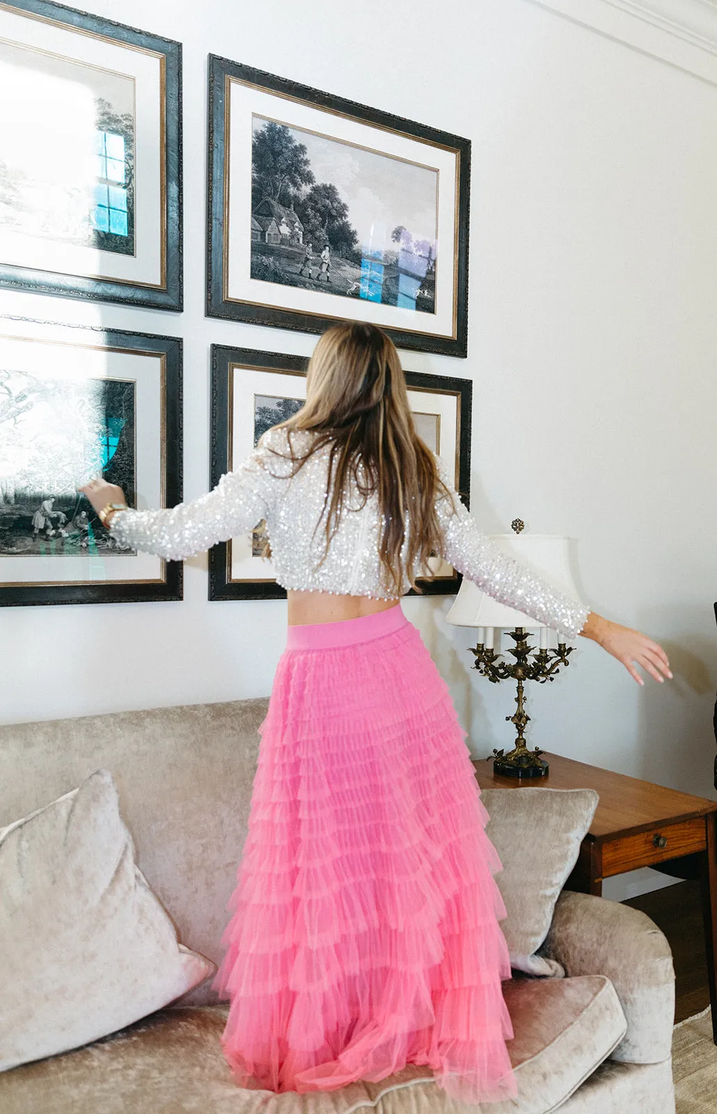 For The Frill Maxi Skirt - Pink