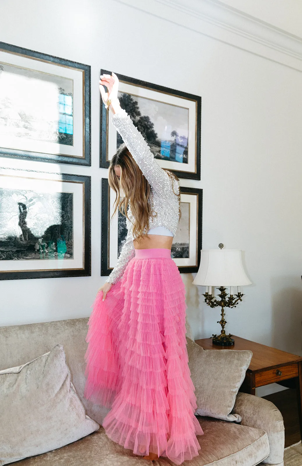For The Frill Maxi Skirt - Pink
