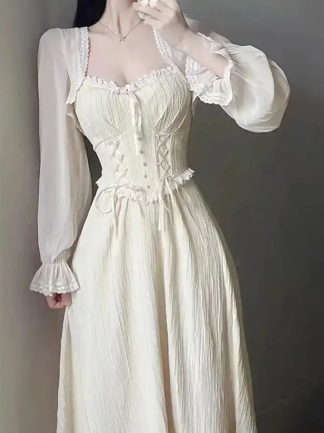 Girlary Dress Suit Cardigan Suspender Dress Ruffle One Piece Dress Casual Cardigan Korean Summer New Fairy French Elegant Solid Dress