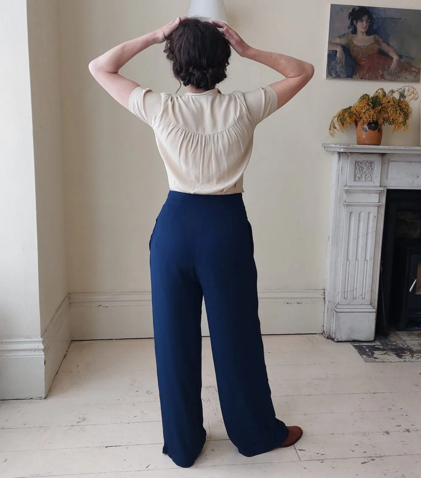 High Waisted Audrey Trousers - Navy