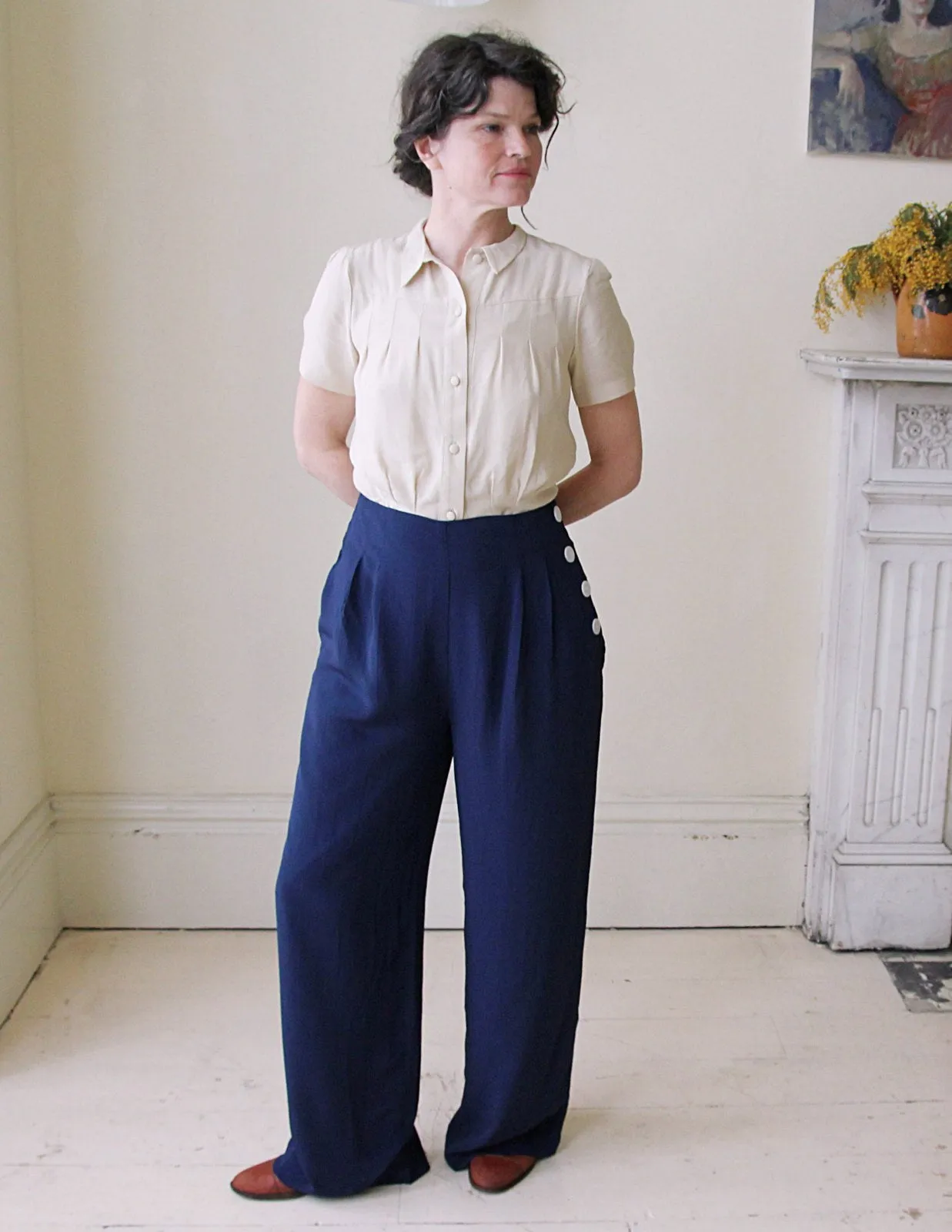 High Waisted Audrey Trousers - Navy