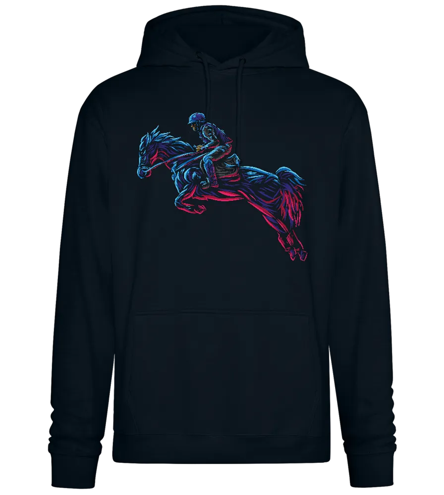 Horse Rider Neon Lights Design - Premium Essential Unisex Hoodie