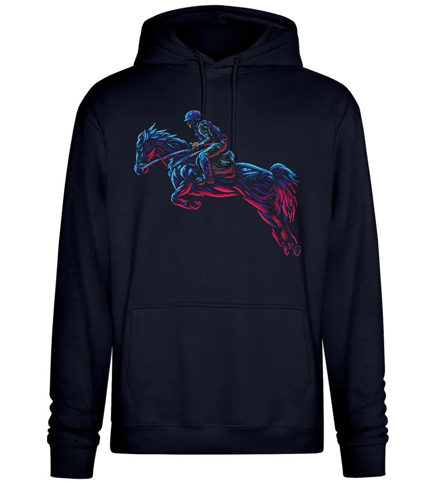 Horse Rider Neon Lights Design - Premium Essential Unisex Hoodie