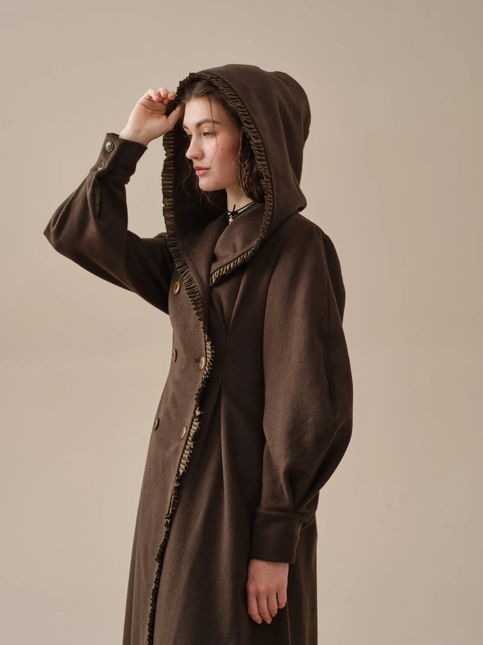 25-Year-Old Jacques Long Hooded Victorian Coat - Luxurious 100% Wool